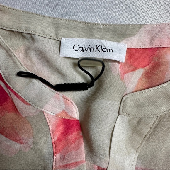 Calvin Klein Floral Sheer Blouse Top Ruffle Split Bell Sleeves | Size L | NWOT - Picture 5 of 12